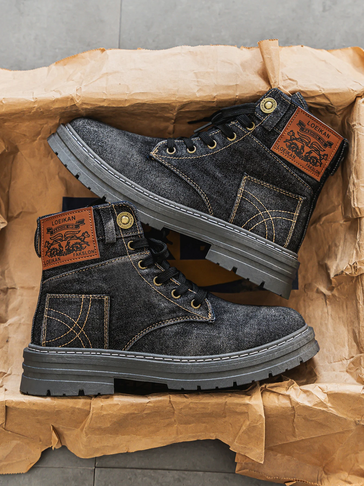 Hudson Denim Lace-Up Boots