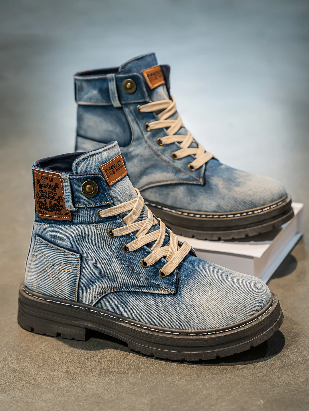 Hudson Denim Lace-Up Boots