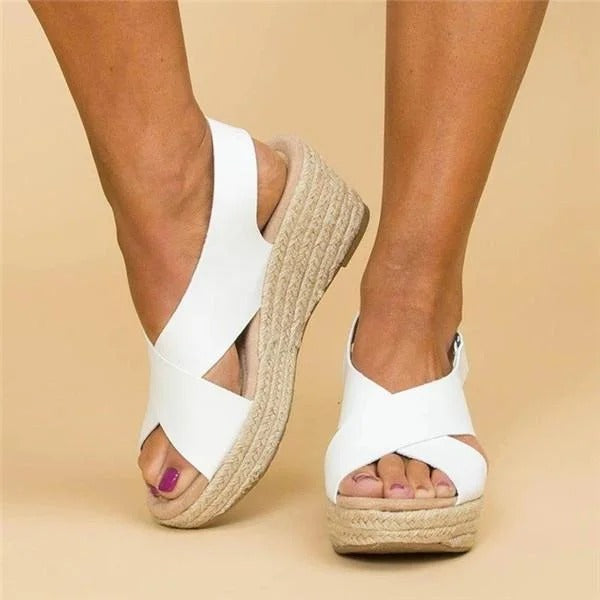 Elara Leather Espadrille Wedges
