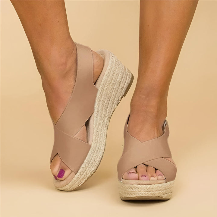 Elara Leather Espadrille Wedges