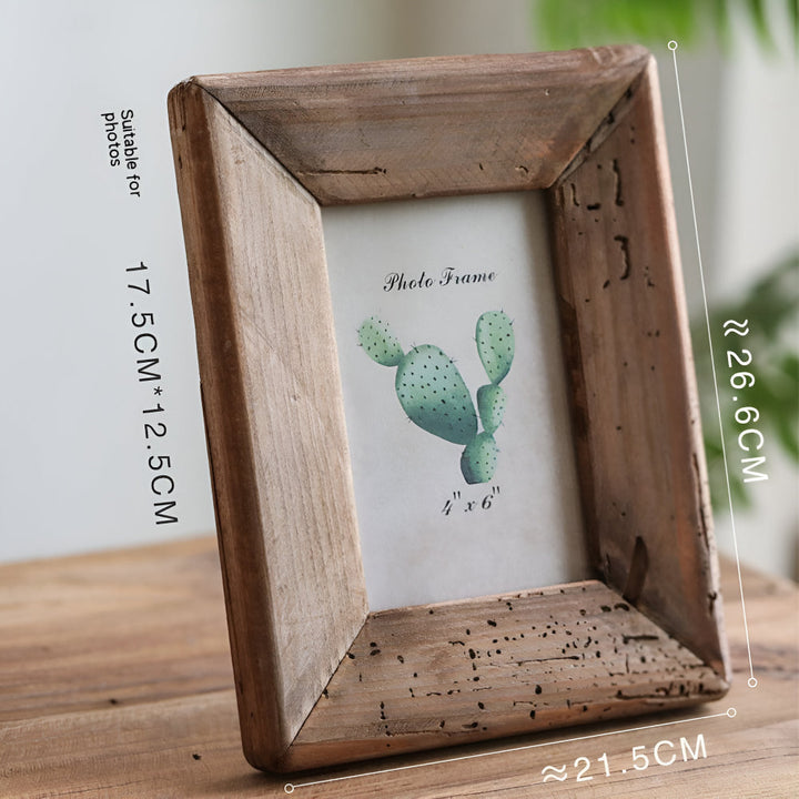 Rustic Wood Photo Frame With Distressed Texture