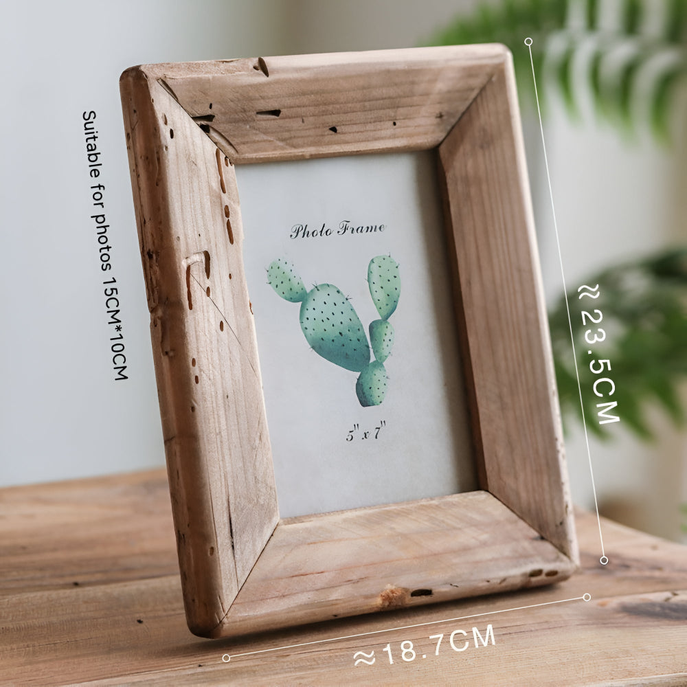 Rustic Wood Photo Frame With Distressed Texture