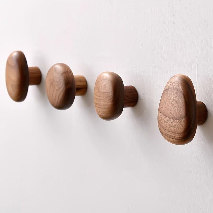 Minimalist Wooden Wall Hook Set With Pebble Shape