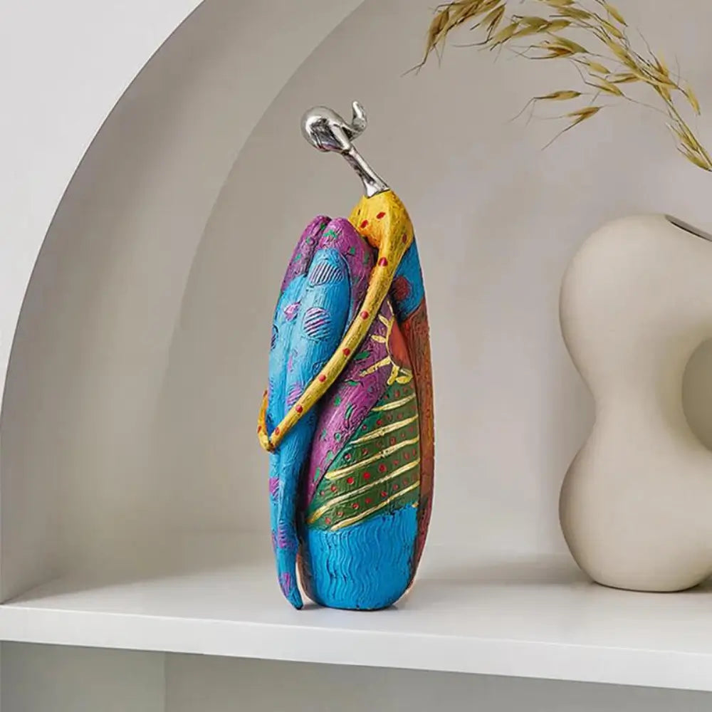 Abstract Resin Sculpture With Metallic Details